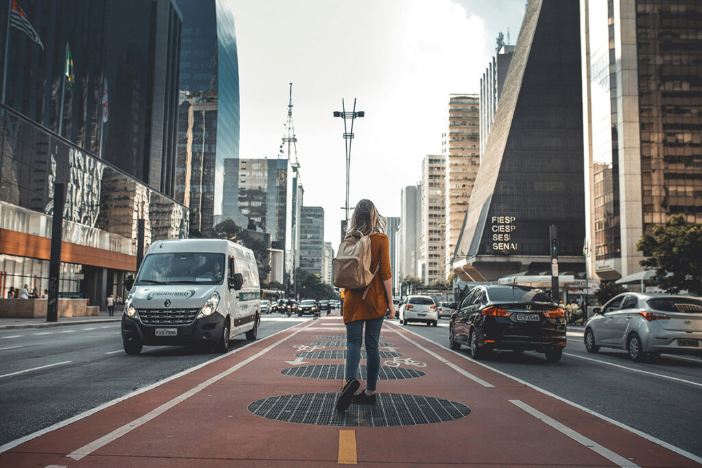 Woman walking in the city