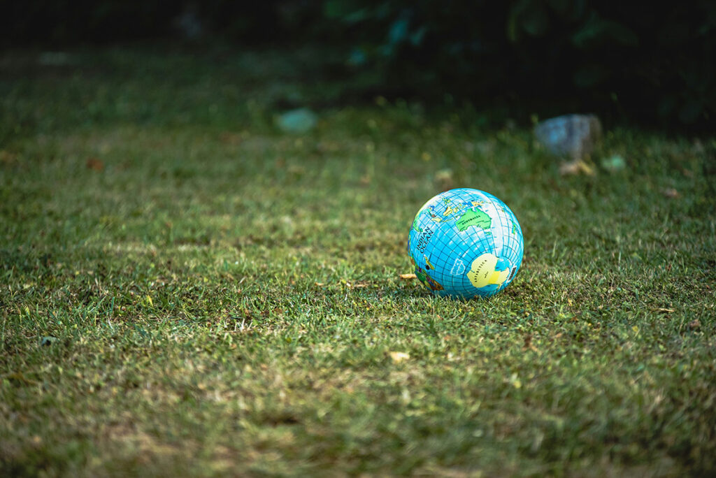 Globe on green grass