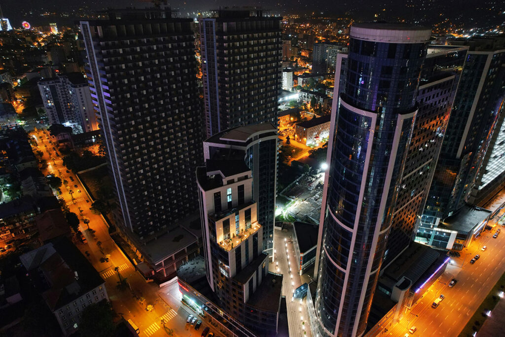 Aerial view of Batumi skyscrapers