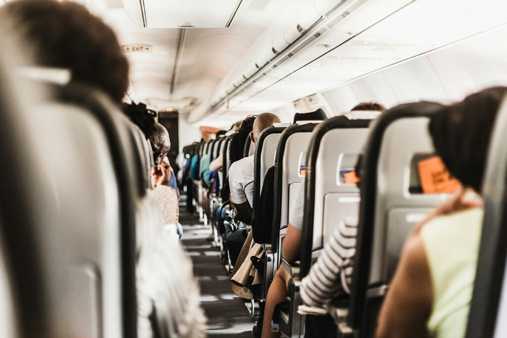 Passengers on an airplane